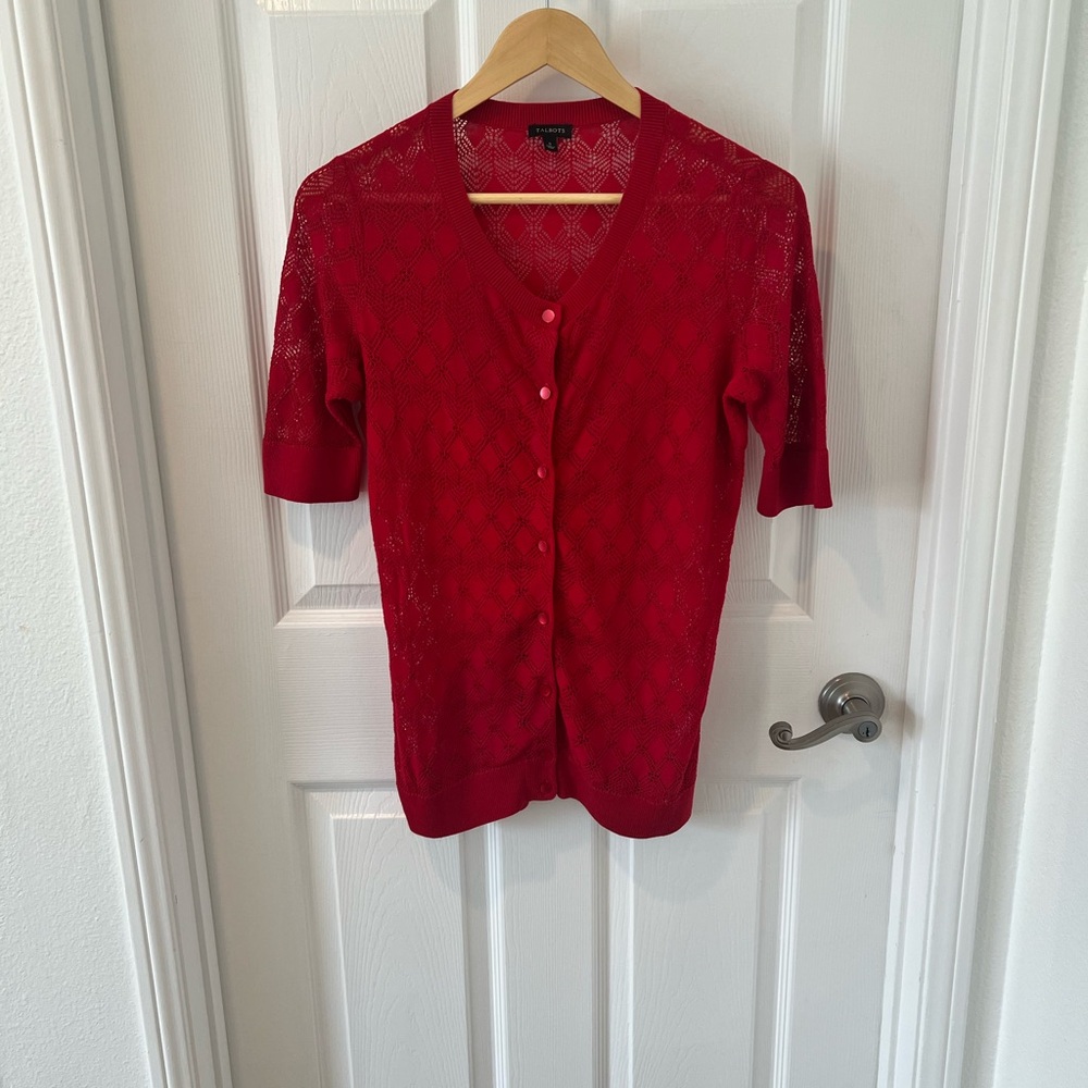Talbots Red Button-Up Cardigan